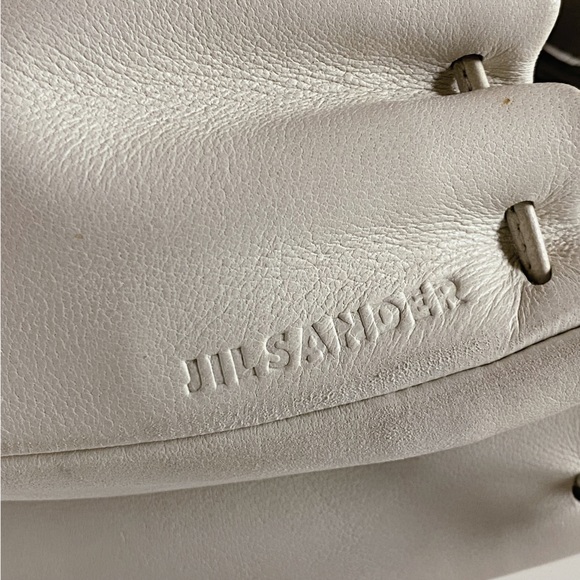 Jil Sander Mini Lambskin Leather Ivory White Drawstring Dumpling Bag Italy - Picture 10 of 12